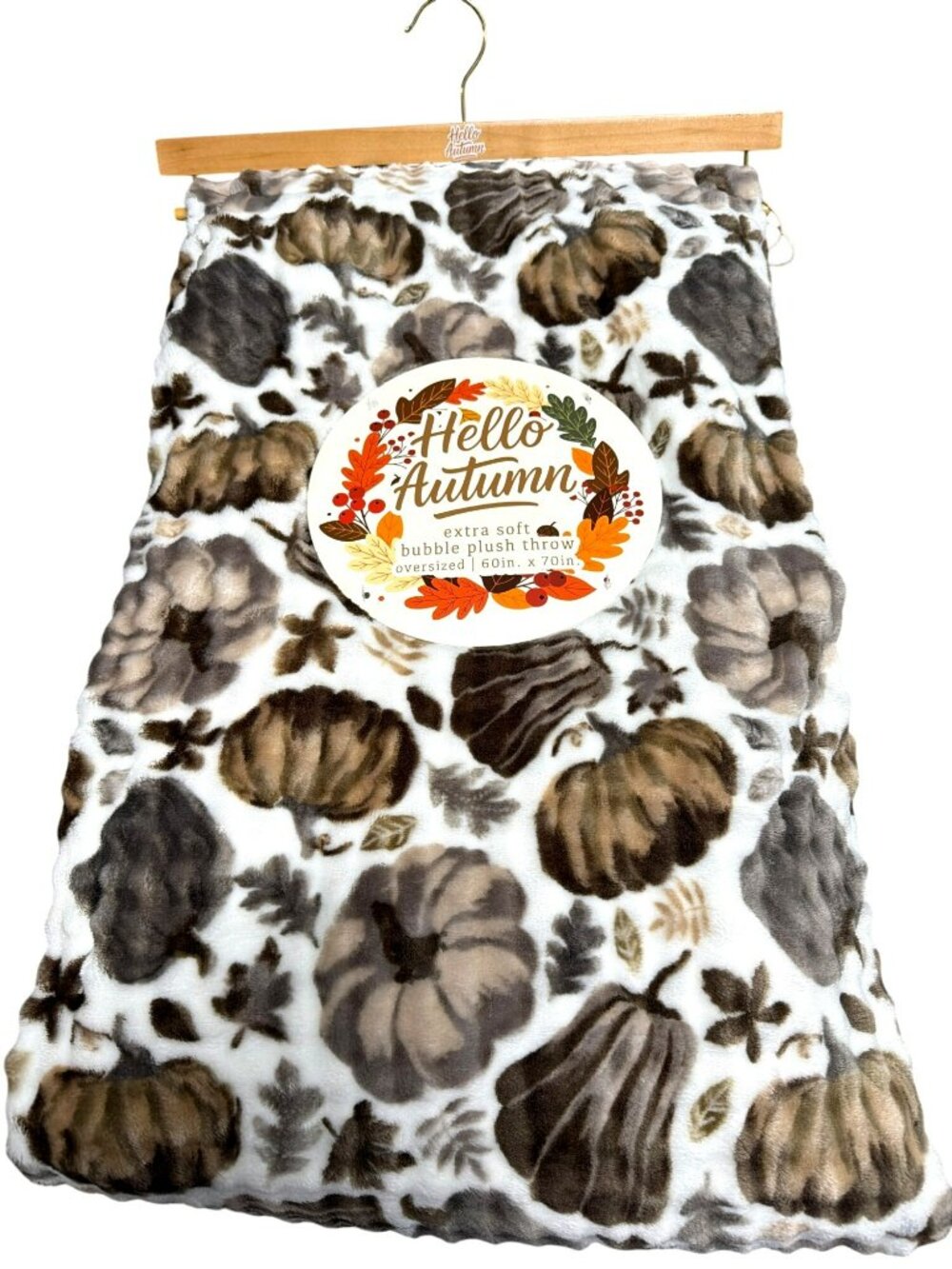 Hello Autumn Extra Soft Oversized Plush Throw Blanket 60" x 70" Pumpkins